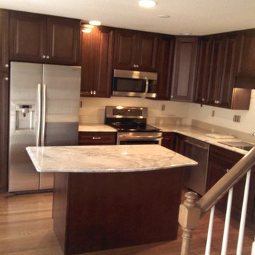 Kitchen Cabinet Replacement from Oak to Walnut stained Maple