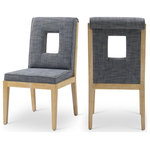 Meridian Furniture - Gwendolyn Upholstered Dining Side Chair, Navy, Linen Textured, Natural, Set of 2 - A masterpiece of modern elegance and comfort, the Gwendolyn navy linen textured fabric dining side chair is where modern design meets timeless charm. Designed with comfort in mind, it features a high back and luxurious cushioning, perfect for long dinners or lively gatherings. The natural oak wood frame adds a rustic touch, effortlessly balancing the contemporary fabric with a hint of warmth and tradition.