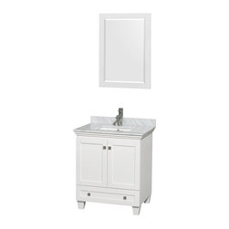 30 inch White Bathroom Vanity, White Marble Top - Bathroom Vanities And Sink Consoles
