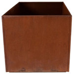 Nice Planter LLC - Nice Corten Square Planter, 20" - Planters are shaped from metal by skilled craftsmen utilizing precise folding of the metal to create a planter that uses no welding during the manufacturing process and assembles into a rectangular shape from five panels. Planter panels interlock together to form incredibly solid plant container that can accommodate large plants. Most of all, the planter is simple, modern and minimalistic. Corten Steel planters do not ship pre-weathered and will arrive with the bare steel finish which will have to weather over time to develop a golden brown rust color and texture.  Planters should be placed on grass during weathering process to avoid staining to adjacent material.