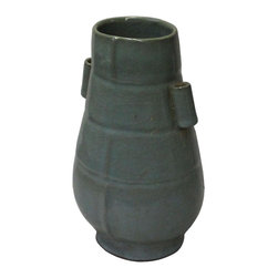 Chinese Ru Ware Light Celadon Green Gray Tone Ceramic Vase - Vases
