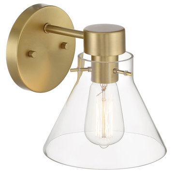 Designers Fountain Willow Creek 7.5" 1-Light Wall Sconce, Gold/Clear