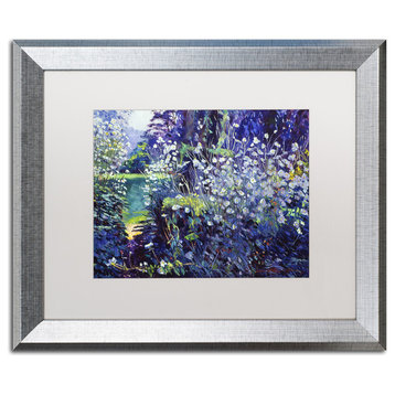 Glover 'Tangled White Flowers' Art, Silver Frame, 16"x20", White Matte