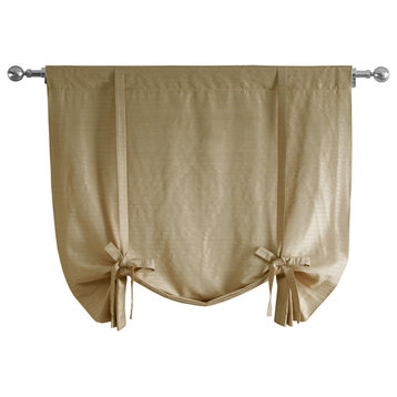 Sandcastle Tan Weaved Cotton Tie-Up Window Shade Single Panel, 46W x 63L
