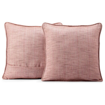 Rosey Pink Yarn Dyed Faux Raw Textured Silk Cushion Cover, Pair, 18"x18"