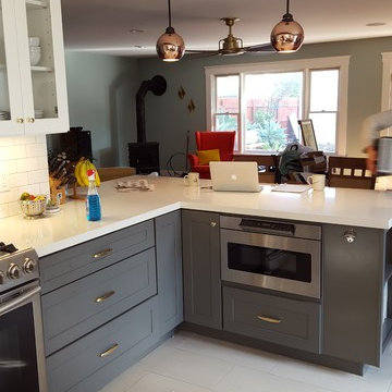 Grey shaker base with White shaker wall cabinets