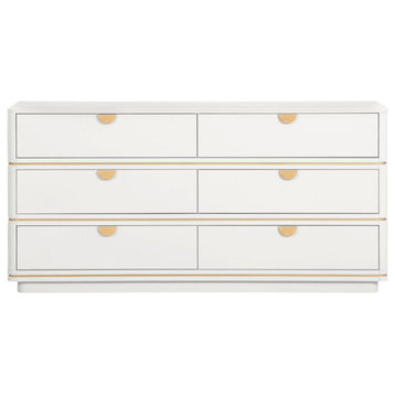 Raphael 6 Drawer Dresser, White