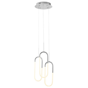 LED Three Clips Chandelier, Dimmable, Chrome