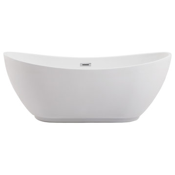 62 Inch Soaking Bathtub In Glossy White