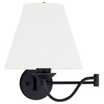 Livex Lighting - Ridgedale Swing Arm Wall Lamp, Black - The easy combination of gentle curves and straight lines bring the perfect balance to this plug-in/hardwired swing arm wall lamp. In a black finish, this transitional lamp is handsome and just right for bringing functional lighting style to any home.