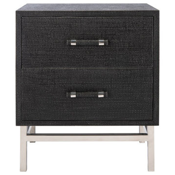Safavieh Couture Ranger Faux Shagreen Nightstand, Black/Silver
