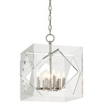 Hudson Valley Lighting - Travis, 16" Pendant, Polished Nickel Finish, Clear Acrylic - Bring the golden age of Hollywood into your design with the Travis 8-Light Pendant, which hangs from a polished nickel chain and features a transparent, cubic shade with diamond-shaped cutouts. The sharp design of the piece seamlessly blends modern and classical styles. The Travis pendant makes for a stunning addition to a dining room or foyer.