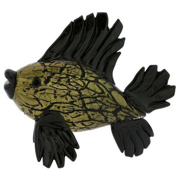 GlassOfVenice Murano Glass Black Tropical Fish