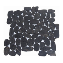Dark Black Sliced Pebble Tile - Products