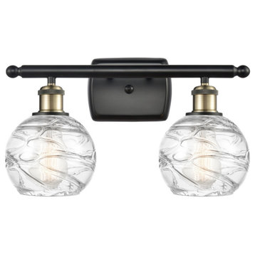 Deco Swirl Bath Vanity Light, Black Antique Brass, Clear