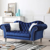 Wilshire 75" Blue Velvet 3-Seater Sofa, Includes 2 Throw Pillows