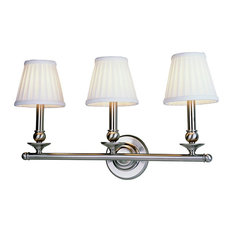 3-Light Wall With Fabric Shades, Polished Nickel