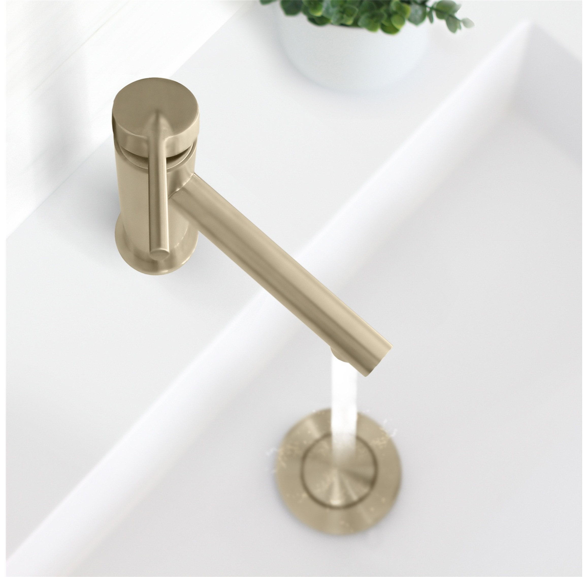 STYLISH Single Handle Modern Bathroom Faucet Basin Sink Faucet, Gold Finish