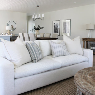 White Linen Transitional Sofa in Beachy LA Home