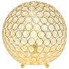 Lalia Home Elipse 10in Metal Crystal Sphere Glamourous Orb Table Lamp Gold