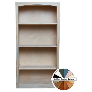 Solid Wood Bookcase, 48"x24", Unfinished