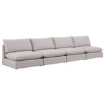 Meridian Furniture - Mackenzie Linen Textured Fabric Upholstered 4-Piece Modular Sofa, Beige - Mix and match the pieces from the Mackenzie series to create a beautiful seating group that's perfect for the whole gang. These exceptionally crafted sofas, sectionals, and other components are meant to be put together into an infinite number of configurations based on your particular needs and space requirements. Each is upholstered from top to bottom in soft durable linen textured in your choice of colors. Attach the pieces of your choice easily thanks to the included attachment latches.
