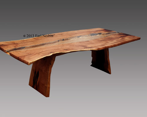 Custom Solid Mesquite Slab Dining Table  Dining Tables