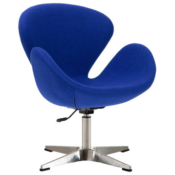 Manhattan Comfort Raspberry Wool Blend Adjustable Swivel Chair, Blue, Single