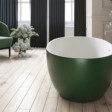Aquatica Corelia™ Moss Green-Wht Freestanding Solid Surface Bathtub