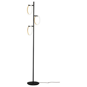 Brightech Saturn LED Floor Lamp With Three Circle LED Light Rings, Black