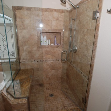 Corner tub & Shower Seat Master Bathroom Reconfiguration Yorba Linda