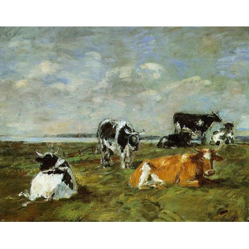 Eugene-Louis Boudin Cows near the Sea, 20"x25" Wall Decal