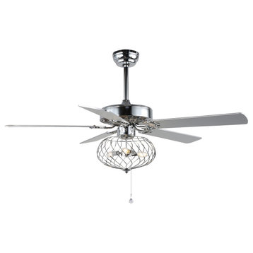 42" 5-Blade Caged Ceiling Fan With Remote Control and Light Kit Included, 42
