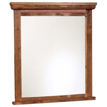 Sunset Trading Rustic City Contemporary Wood Mirror in Rustic Natural Oak
