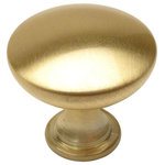 Cosmas - Cosmas 5305BB Brushed Brass Round Solid Cabinet Knob - 1-1/4" Diameter, Set of 5 - Price is for 5 knobs