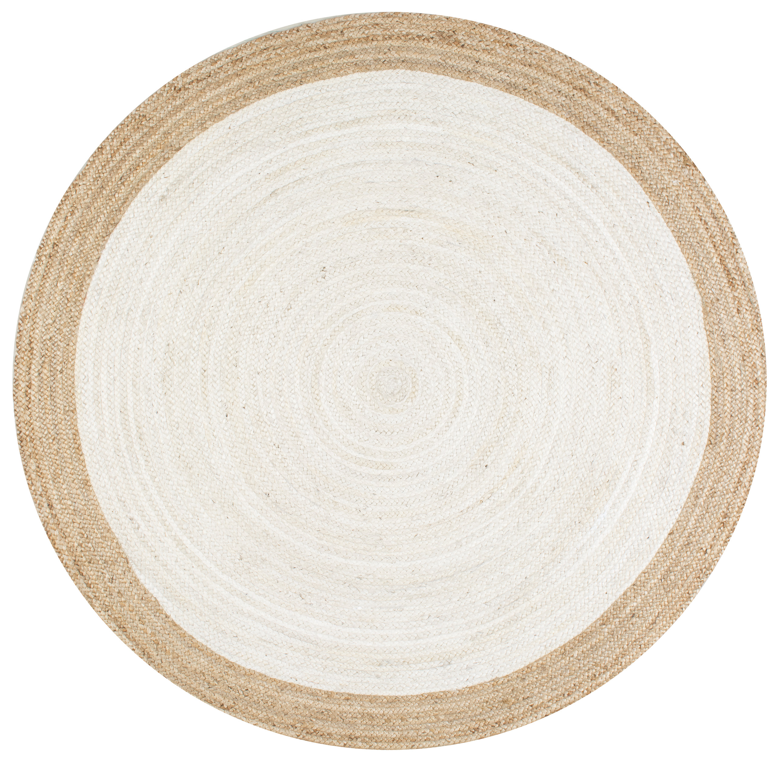 White Boarder Rug Jute Simple Border Area Rug, 4'Round - Beach Style - Area Rugs - by ...