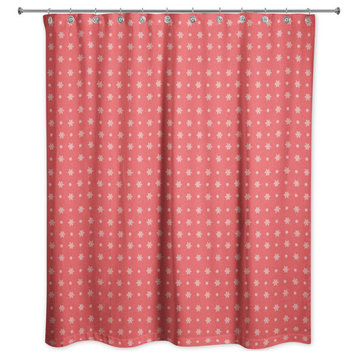 Red Snowflake Pattern 5 71x74 Shower Curtain