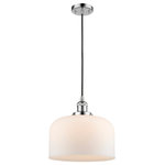 Innovations Lighting - Large Bell 1-Light LED Pendant, Polished Chrome, Glass: Matte White Cased - One of our largest and original collections, the Franklin Restoration is made up of a vast selection of heavy metal finishes and a large array of metal and glass shades that bring a touch of industrial into your home.