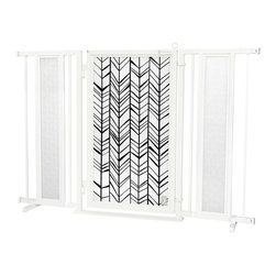 Fusion Gates - Fusion Gate with Chevron Trail Design, White Pearl, 52"-60" - Dog Gates