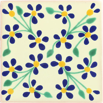 Tierra y Fuego Handmade Ceramic Tile, 4.25x4.25" Violets, Box of 90
