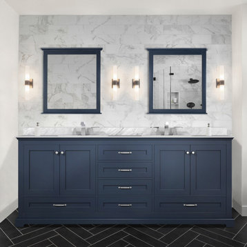 Dukes Bath Vanity, Navy Blue, 80", Without Top, Vanity Only
