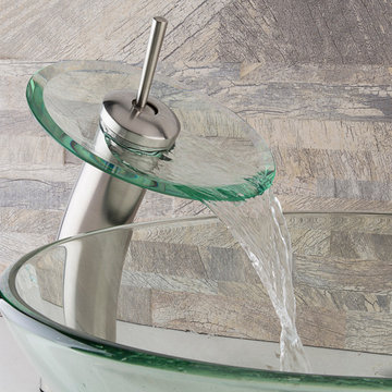 VGT059BNRND - Glass Vessel Sink and Waterfall Faucet Set