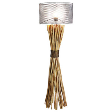 Elementaire II Natural Wood Floor Lamp, 19"x19"x59"