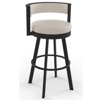 Amisco Browser Swivel Counter and Bar Stool, Cream Faux Leather / Dark Brown Metal, Bar Height