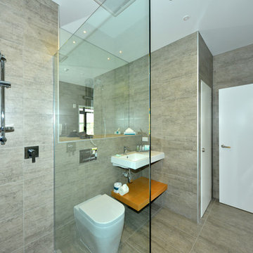 Concrete look tiled bathroom