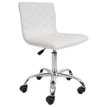 Eliza Diamond Quilted Vanity Chair, White Velvet
