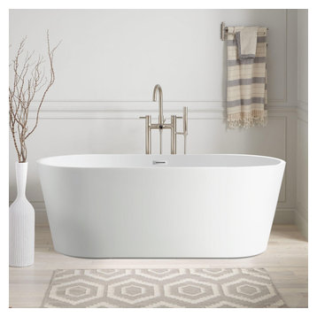 Vanity Art Freestanding Acrylic Bathtub, White/Polished Chrome, Xs (54")