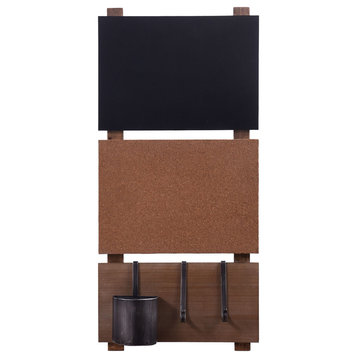 Wall Memo Board Chalkboard And Corkboard With Hanging Storage Capabilities