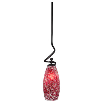 Capri 1-Light Mini Pendant with Hang Straight Swivel, Dark Granite/Red Fusion