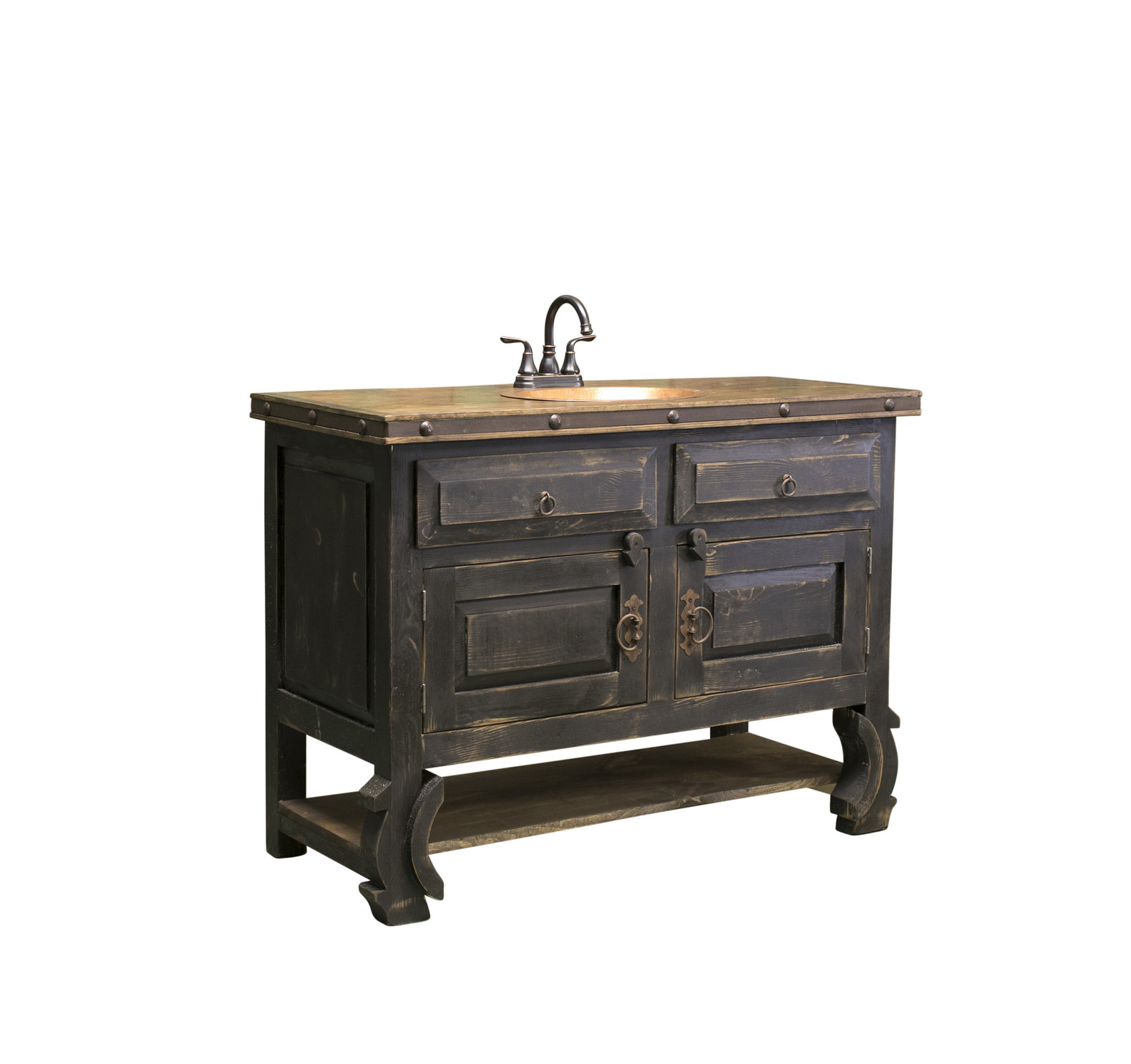 Pioneer Rustic Bathroom Vanity, 48"x22"x36" - Farmhouse - Bathroom ...